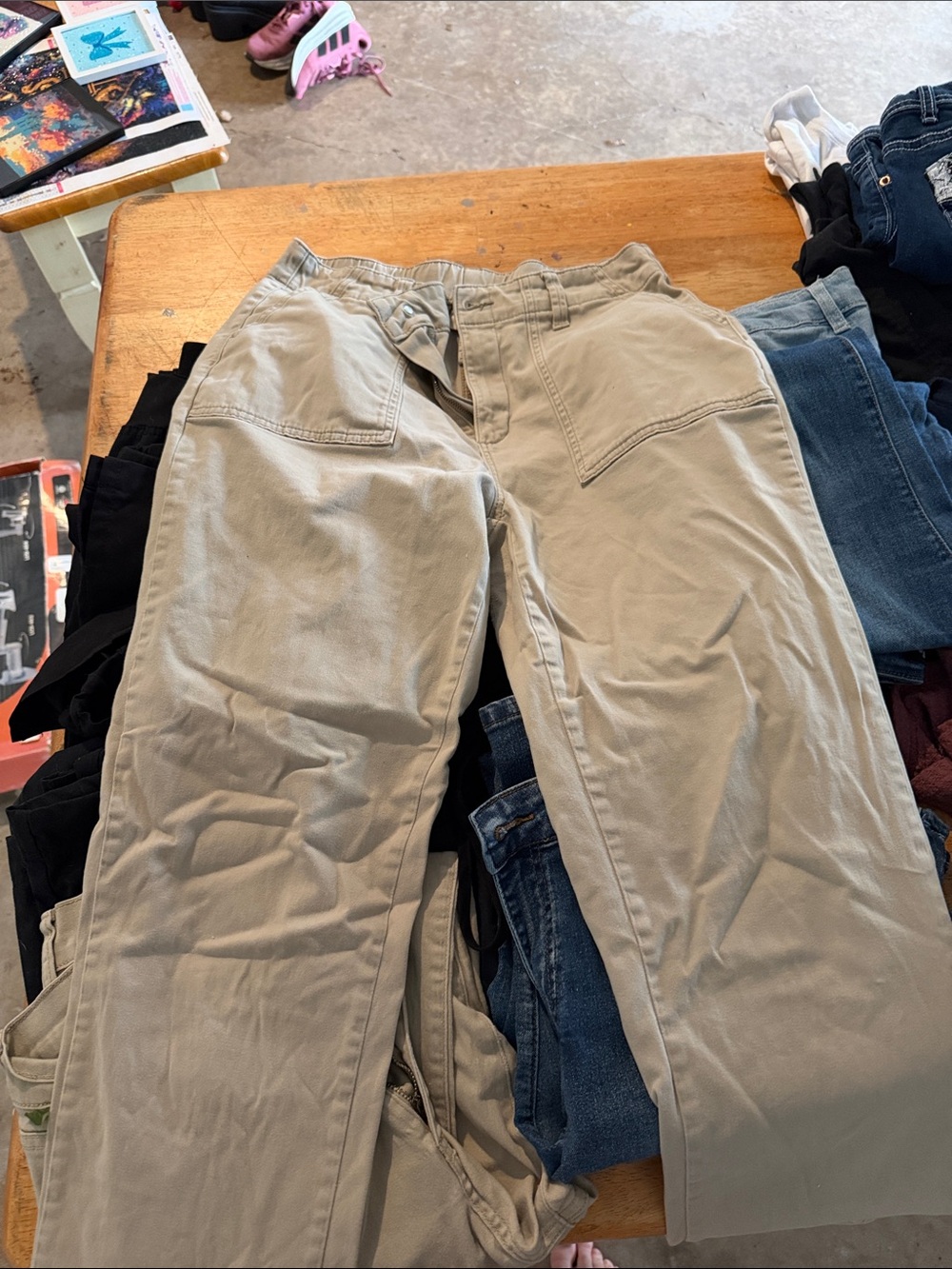 Women’s Tan Workwear Pants - Casual Utility Style